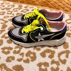Golden Goose Black and Neon Women's Sneakers